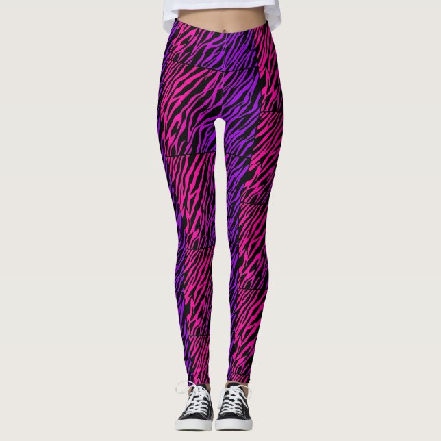 Leggings Guêtres pourpres roses géniales d'impression de (Devant)