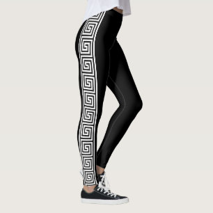 Leggings Guêtres principales grecques noires et blanches d