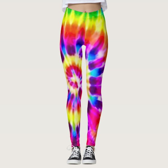 Leggings Guêtres psychédéliques de colorant de cravate (Devant)