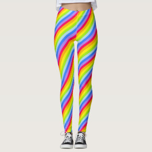 Leggings Guêtres rayées d'arc-en-ciel coloré lumineux