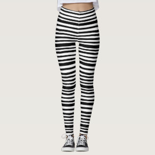 Leggings Guêtres rayées noires et blanches