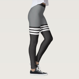 Leggings Guêtres rayées noires et blanches de sports