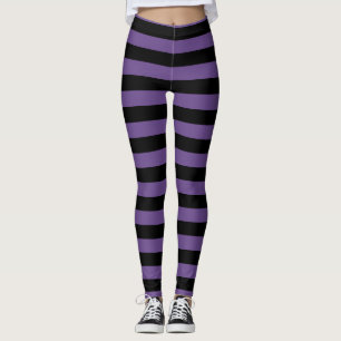 Leggings Guêtres rayées pourpres et noires de Halloween