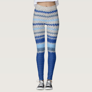 Leggings Guêtres - rayures de crochet dans le bleu