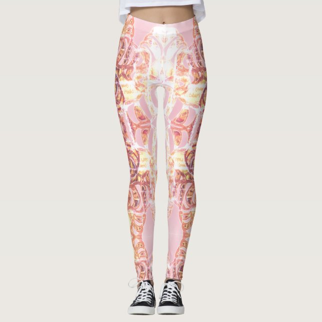 Leggings Guêtres rose et copie orange de concepteur (Devant)