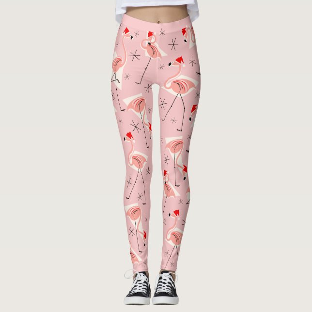 Leggings Guêtres roses de Santa de Flamant rose (Devant)