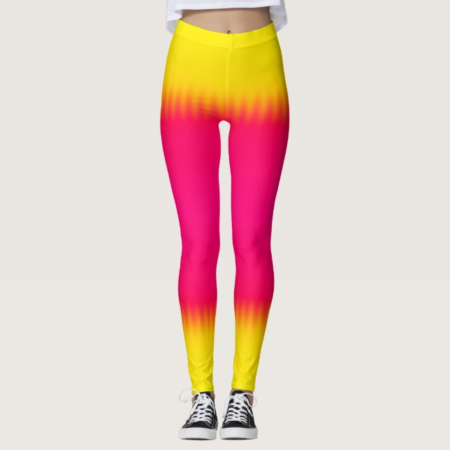 Leggings Guêtres roses et jaunes de gradient (Devant)