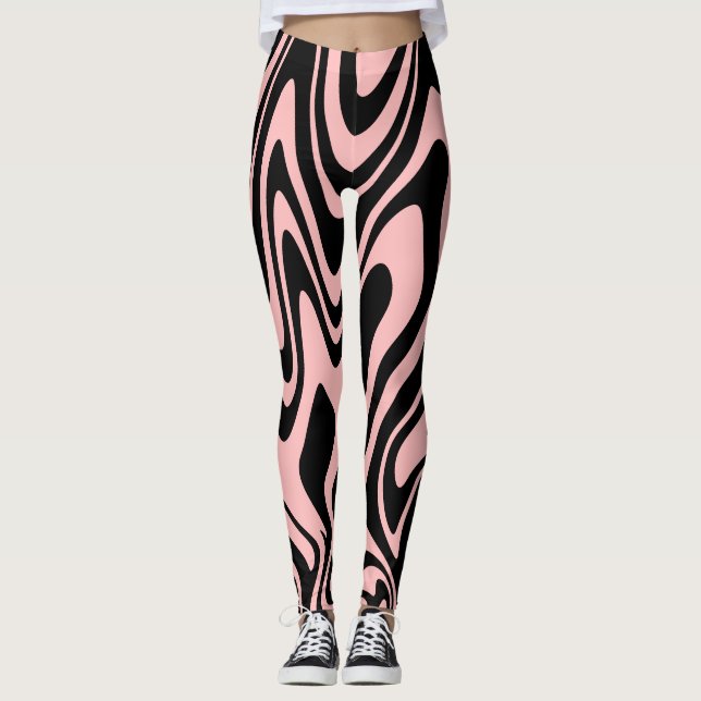 Leggings Guêtres roses et noires (Devant)