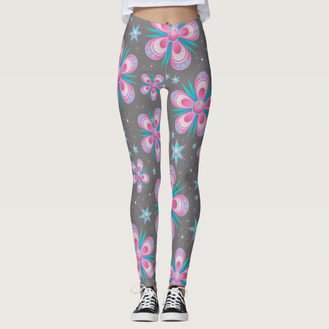 Leggings Guêtres roses lunatiques de yoga de texture de (Devant)