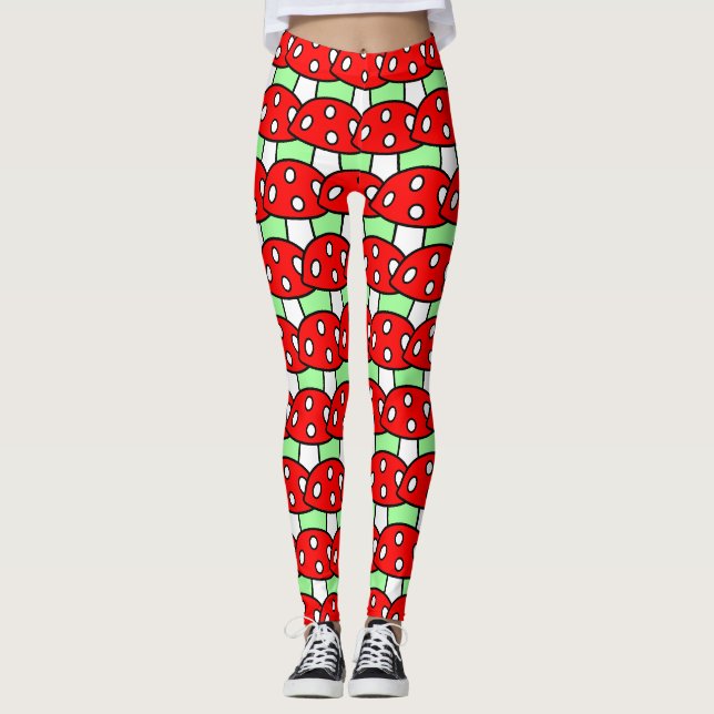 Leggings Guêtres rouges de champignon (Devant)