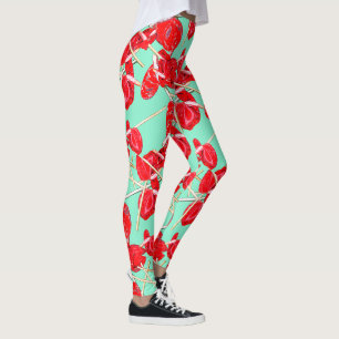 Leggings Guêtres rouges de champion de motif de fleurs