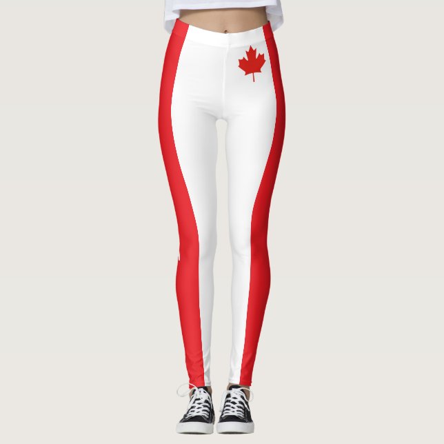 Leggings Guêtres rouges et blanches de drapeau du Canada (Devant)