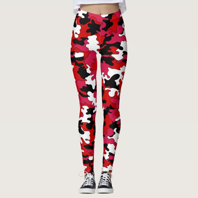 Leggings Guêtres rouges et noires de Camo (Devant)