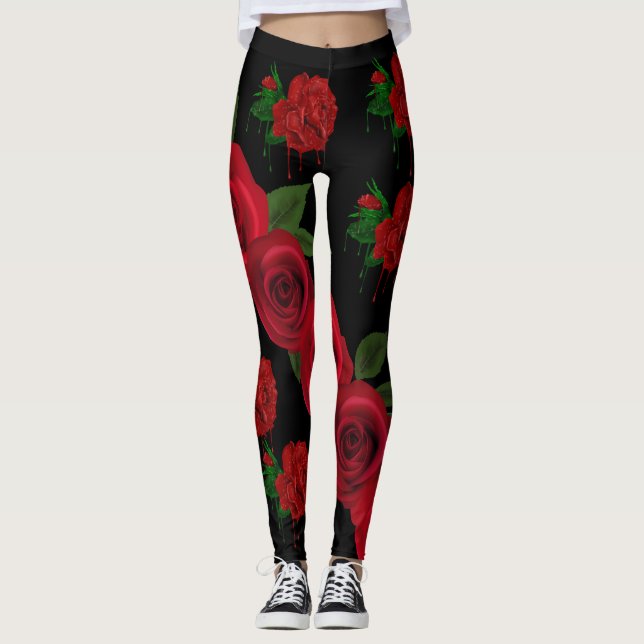 Leggings Guêtres rouges sang de roses (Devant)