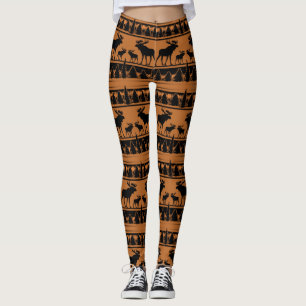 Leggings Guêtres rustiques de motif d'orignaux de plaid