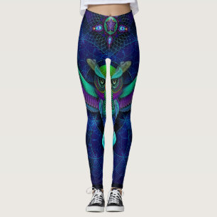 Leggings Guêtres sacrées de hibou de la géométrie