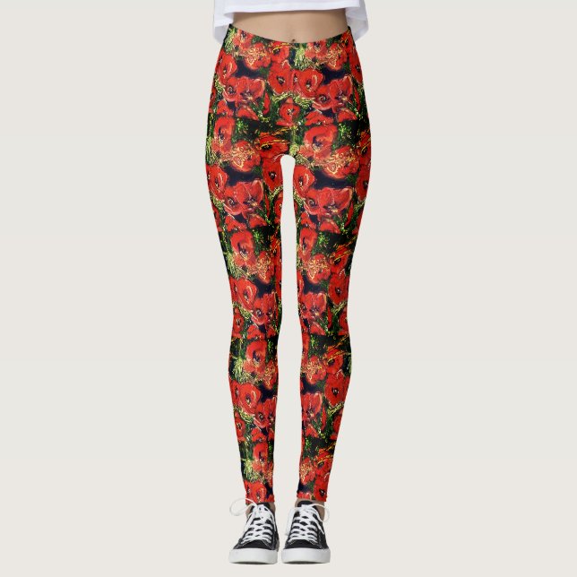 Leggings Guêtres sauvages géniales de pavot (Devant)