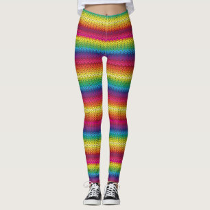 Leggings Guêtres tricotées colorées d'effet d'arc-en-ciel