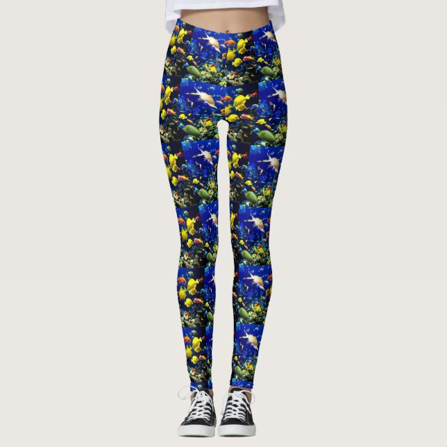 Leggings Guêtres tropicales de coutume des poissons des (Devant)