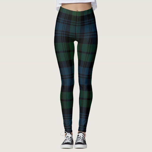 Leggings GUÊTRES vert-bleu de plaid de TARTAN pour des (Devant)