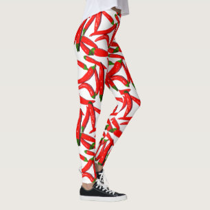 Leggings Guêtres vertes rouges chaudes de motif de poivron