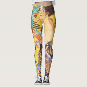 Leggings Gustav Klimt Lady Avec Fan vintage Art Nouveau
