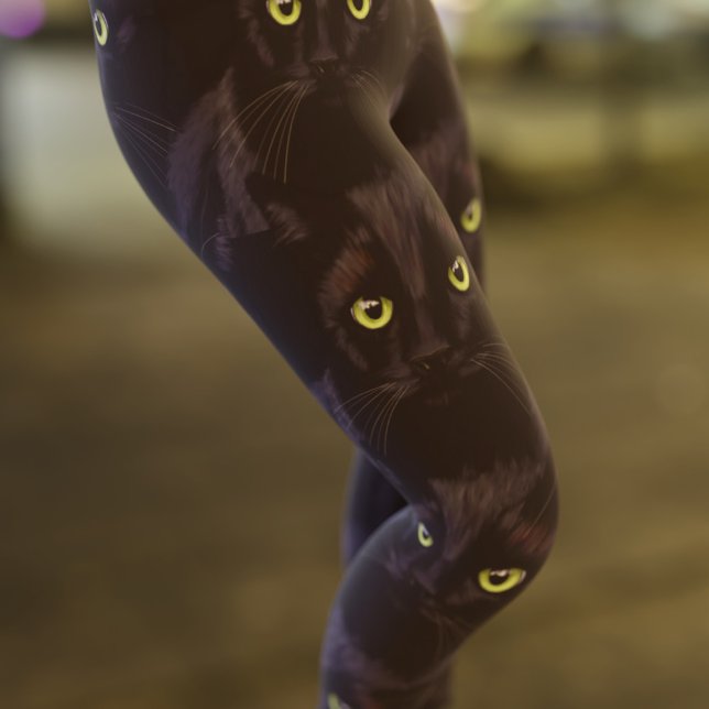 Leggings Habillement Motif noir Cat Green Eyes (Créateur téléchargé)