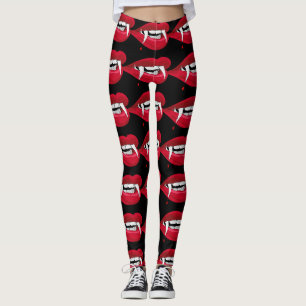 Leggings Halloween Bite Me Vampire Fangs et lèvres