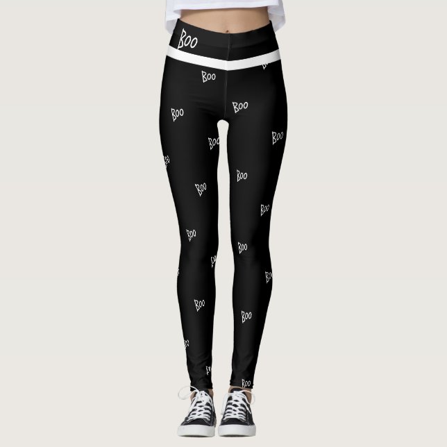 Leggings Halloween boo black and white (Devant)