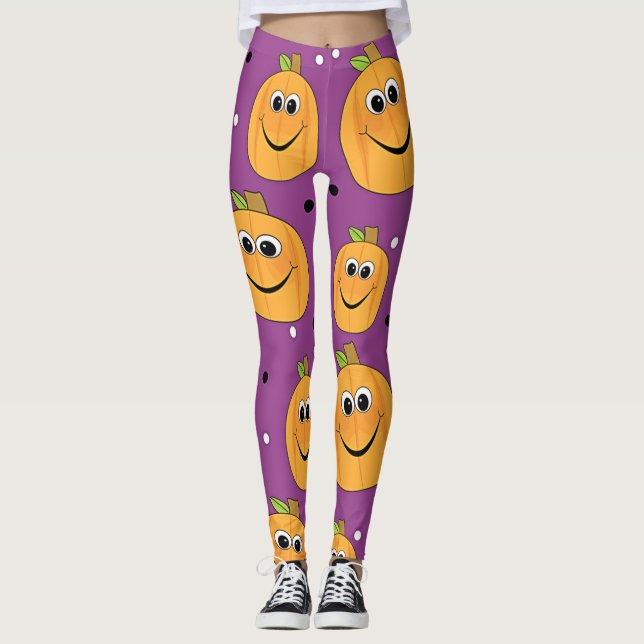 Leggings Halloween Citrouilles heureux (Devant)