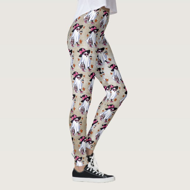 Leggings Halloween Cute Stylish sorcière Ghost Coffee Cup (Droite)