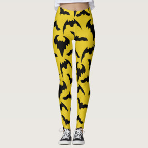 Leggings Halloween des chauves-souris jaunes et noires