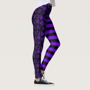 Leggings Halloween Éffrayant sorcière violet rayé