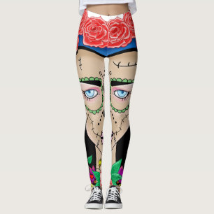 Leggings Halloween fille Zombie avec une couronne rose