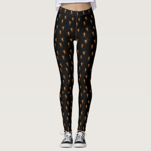 Leggings Halloween Fourmis Orange Sur Motif Noir