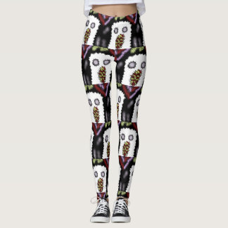 Leggings Halloween Fright U Fantôme rouge pourpre vert noir