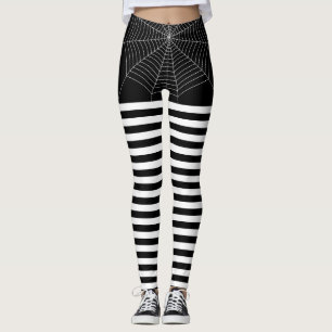 Leggings Halloween noir blanc toile d'araignée motif