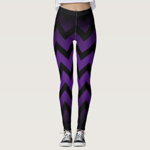 Leggings Halloween noir chevron rayures ombre violet