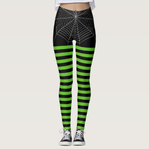 Leggings Halloween noir vert blanc araignée bandes web