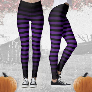 Leggings Halloween noir violet rayures verticales ombre