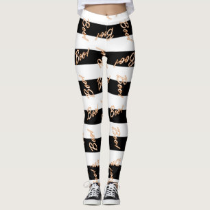 Leggings Halloween Orange BOO Black & White Striped Festive