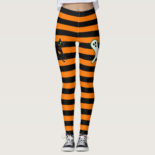 Leggings Halloween Partie Éffrayant Chat Cute Ghost Black O