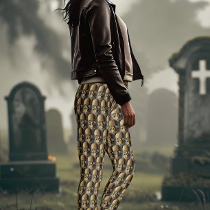 Leggings Halloween Skeleton Motif crâne Brown
