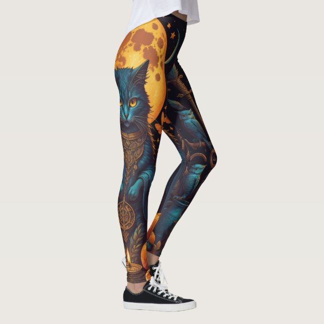 Leggings Halloween sorcière de chat noir magique (Droite)