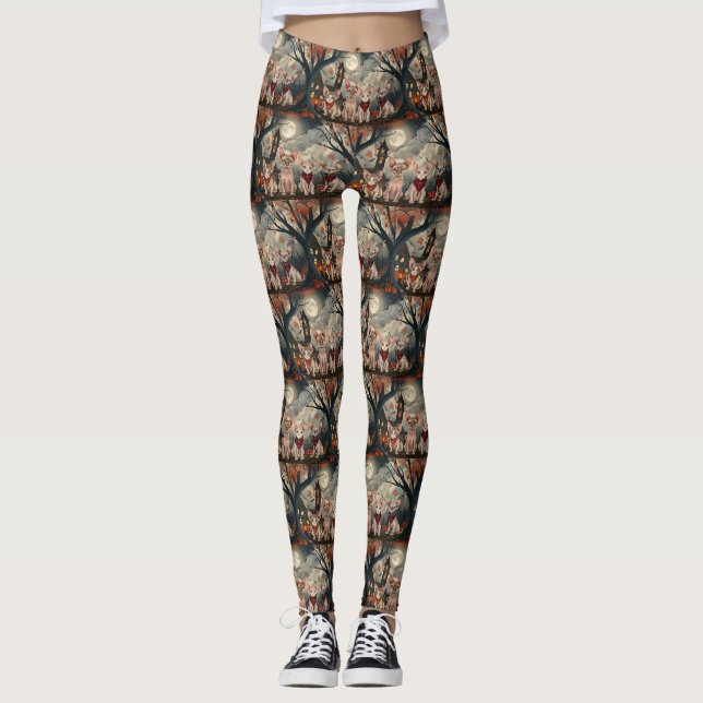 Leggings Halloween sphynx chats Éffrayant (Devant)