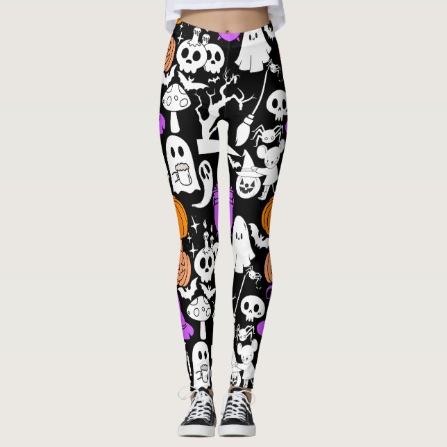Leggings Halloween spookiness motif 01 Black BG (Devant)