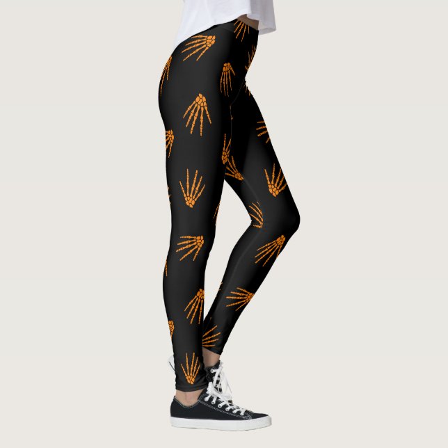 Leggings Halloween Squelette Orange Populaire Élégant (Droite)