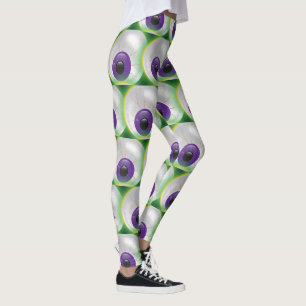 Leggings Halloween vert brillant violet yeux d'oeil Déplais