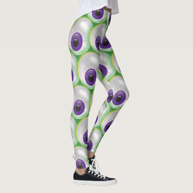 Leggings Halloween vert brillant violet yeux d'oeil Déplais (Droite)