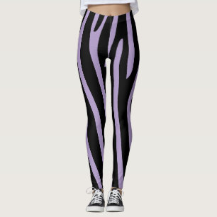 Leggings Halloween Zebra Stripes Noir & Lavande